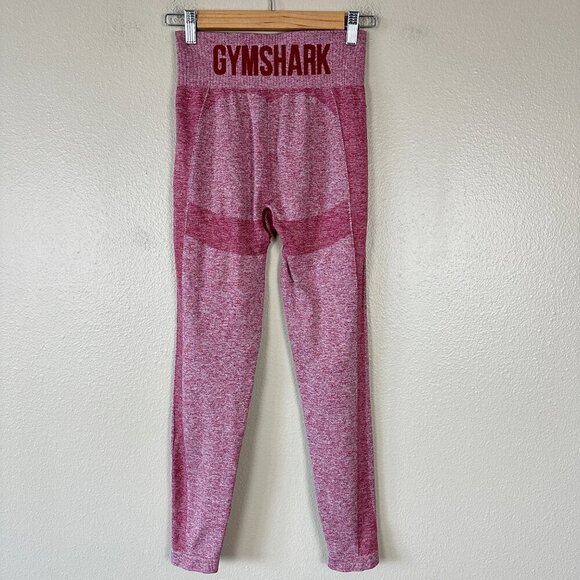 Gymshark Flex Leggings Workout Athletic High Rise Marled Red Women's Medium - Picture 4 of 7